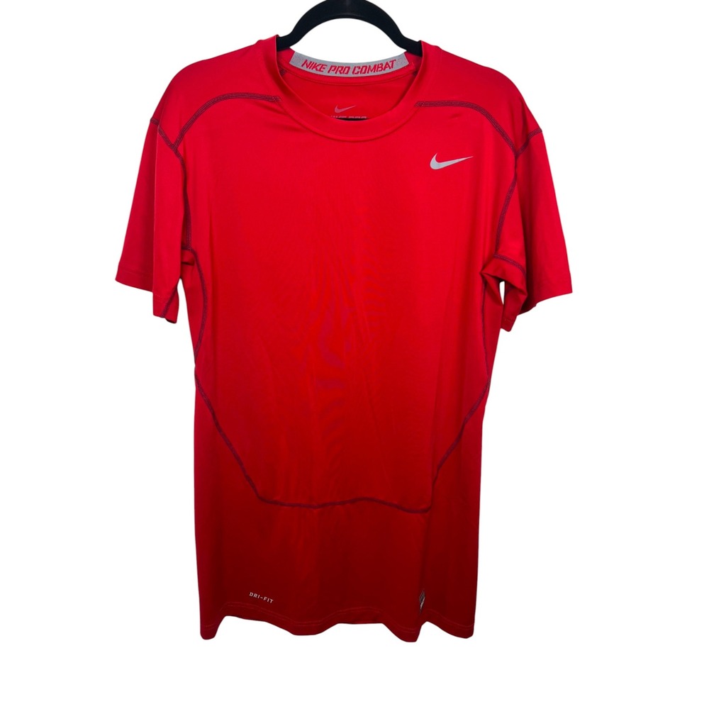Nike Pro Combat Dri-Fit Shirt Red Performance Compression Athletic Gym Top XXL
